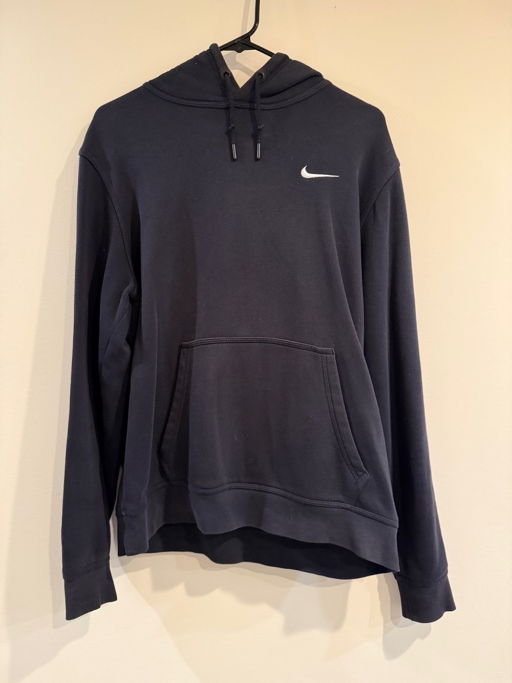 Nike Men's Black Hoodie with White Swoosh